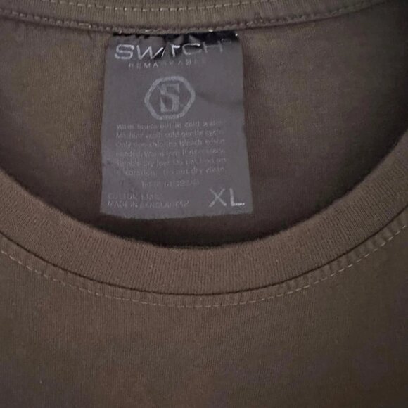 Switch Remarks Men's XL Olive Green Stripe T-Shirt Zipper Pocket Streetwear Tee - Picture 3 of 4